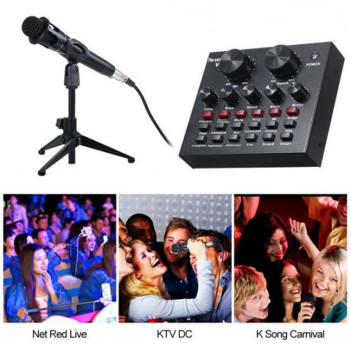 Placa De Sunet Multifunctionala Andowl Q MIC1 Bluetooth Mixer Microfoane 6 Sound Modes +12 Sound Effects Live PC Sau Telefon