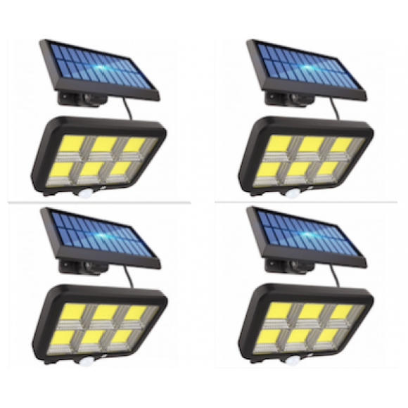 Set 4 proiectoare led cu 120 leduri si incarcare solara