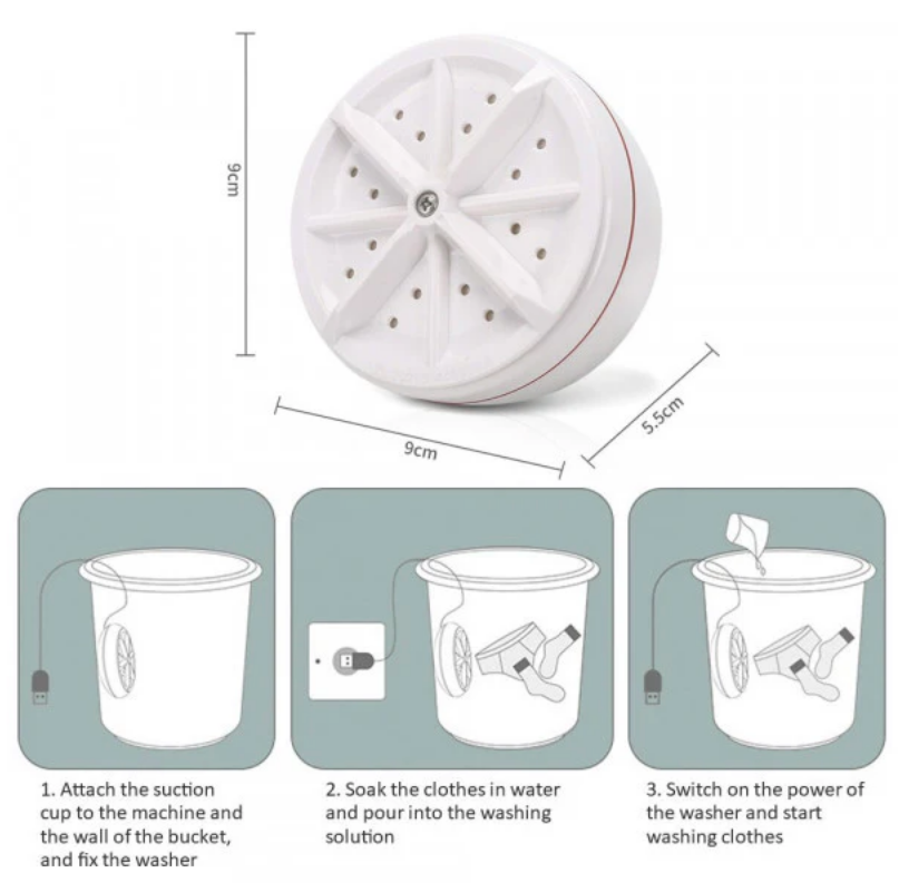 **Dispozitiv mini masina de spalat universala pentru rufe si vesela cu ultrasunete, portabil, spalare rapida si convenabila acasa sau in calatorii
