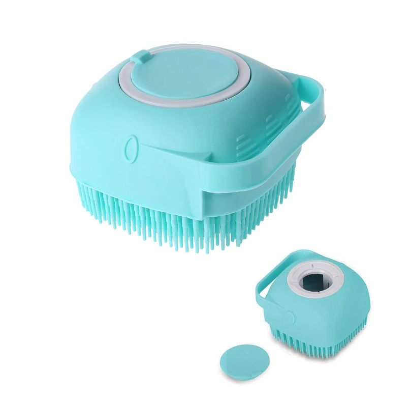 **Burete de baie din silicon, Mini Soft Brush, cu rezervor pentru gel de dus / sampon