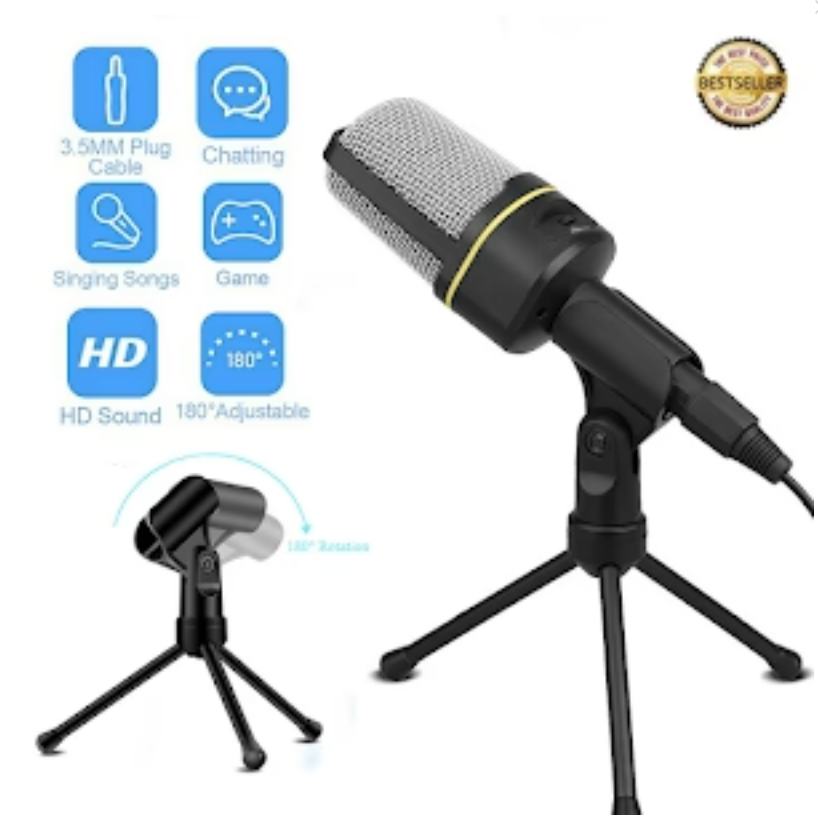 **Microfon profesional Andowl QY-920, vlogging si podcast, Negru