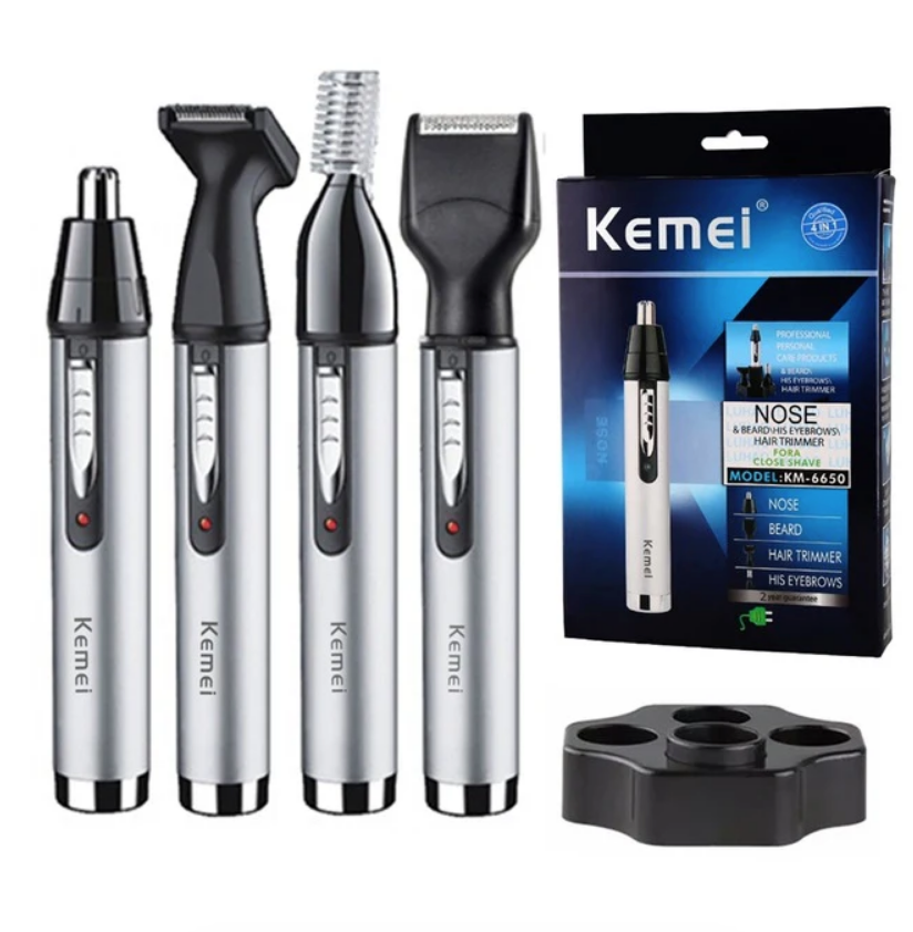 **Trimmer barbati 4 în 1 pentru barba, perciuni, nas si sprancene, Kemei KM-6650