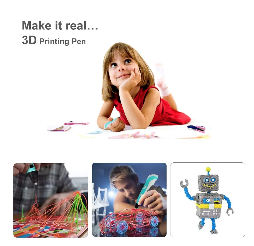 **Creion pentru Desenat In Spatiu 3D, Pentru Incepatori, Cu Afisaj Si Filamente Multicolore