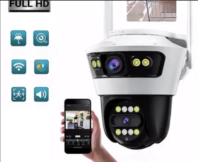 **Camera dubla 6MP Night Vision Wifi, Jortan Full HD 4K cu Alarma Integrata, Detectare Umana si Recunoastere Faciala