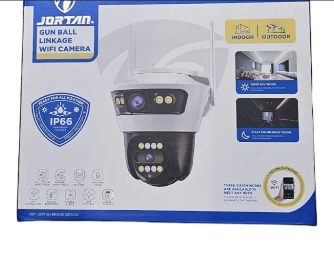 **Camera dubla 6MP Night Vision Wifi, Jortan Full HD 4K cu Alarma Integrata, Detectare Umana si Recunoastere Faciala