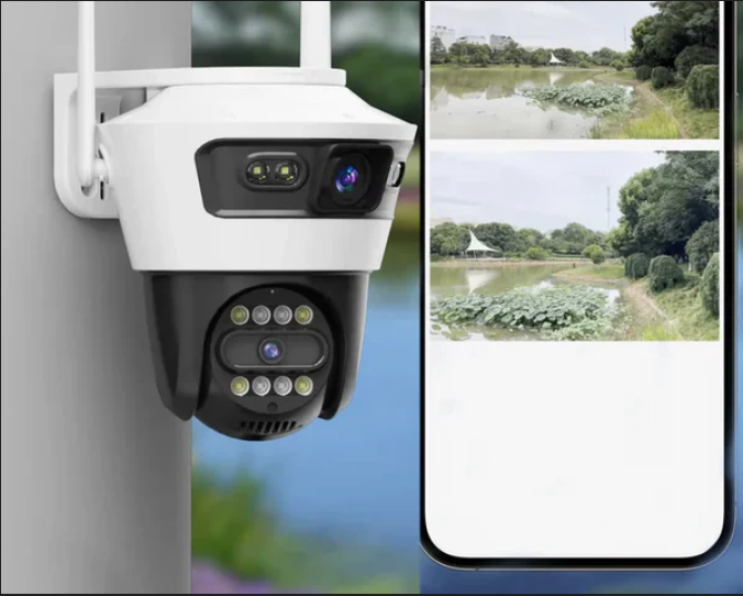 **Camera dubla 6MP Night Vision Wifi, Jortan Full HD 4K cu Alarma Integrata, Detectare Umana si Recunoastere Faciala