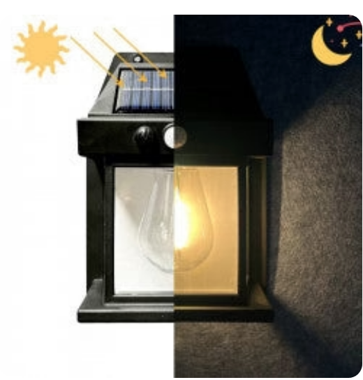 **OFERTA 1 + 1 GRATIS: Lampa Solara Retro Cu Bec si 3 Moduri De Iluminare si Senzor De Miscare