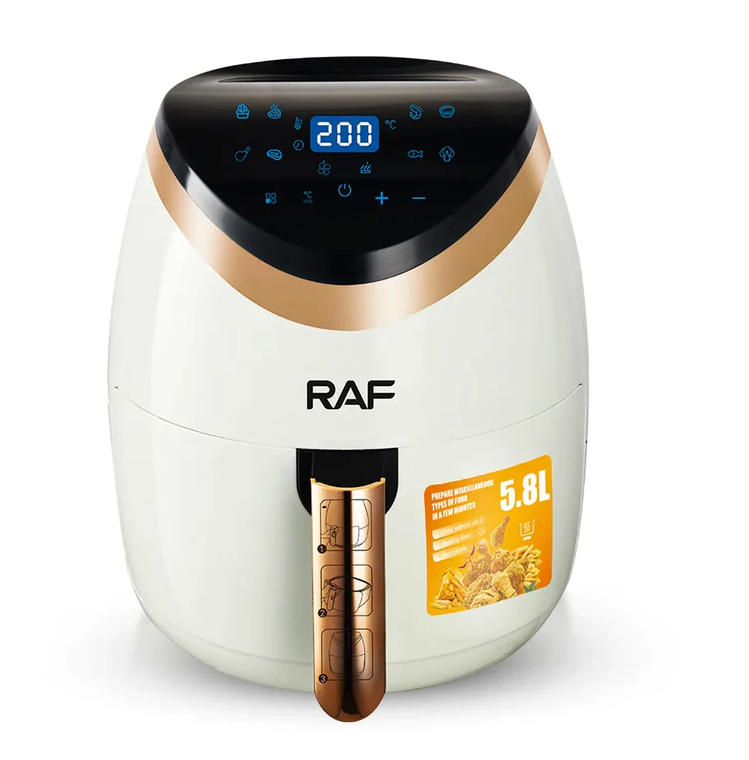 **Air Fryer Deluxe RAF 5.8L, 1500W, Circulație 360°, Touch Screen + Set 50 Hârtii de Copt