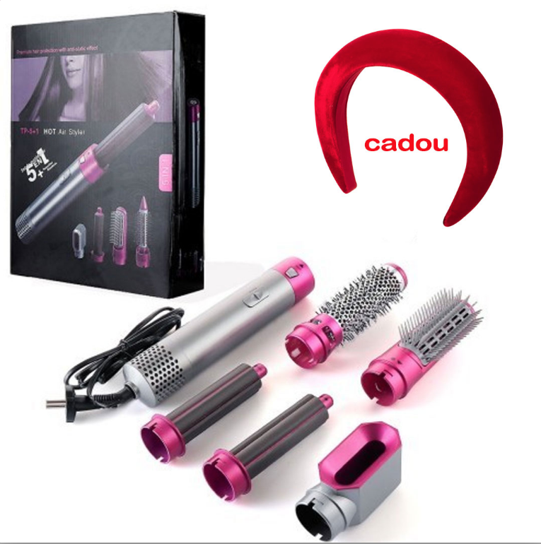 **Ondulator Perie De Coafat 5 In 1 Multifunctionala Hot Air Styler, Multiple Accesorii Incluse + Cadou Coronita Catifea