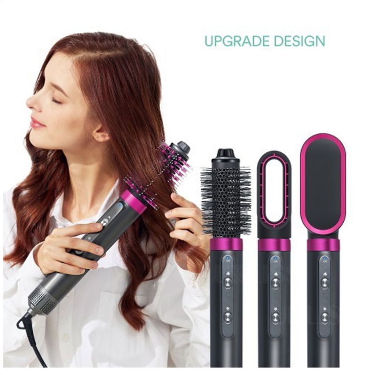 **Ondulator Perie De Coafat 5 In 1 Multifunctionala Hot Air Styler, Multiple Accesorii Incluse + Cadou Coronita Catifea