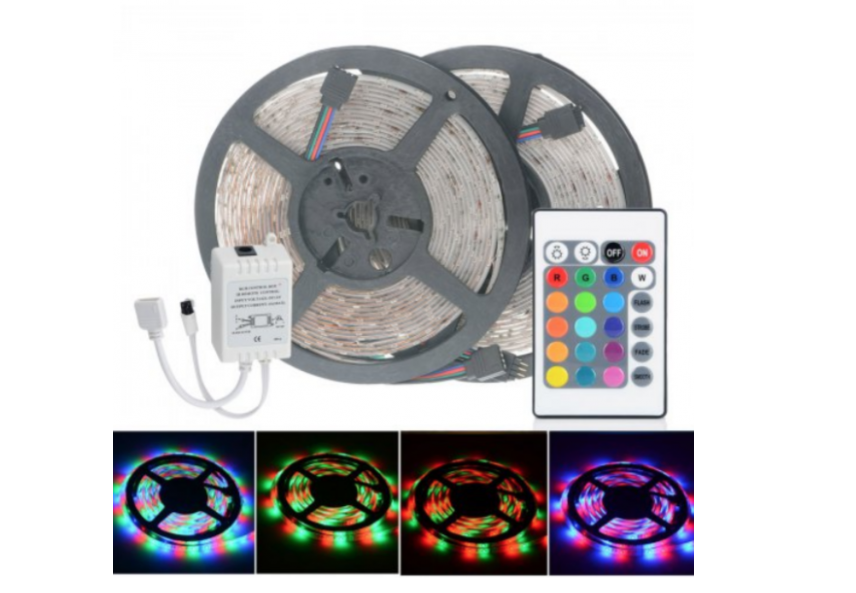 Set 4 x Banda LED RGB multicolor cu telecomanda 5 M