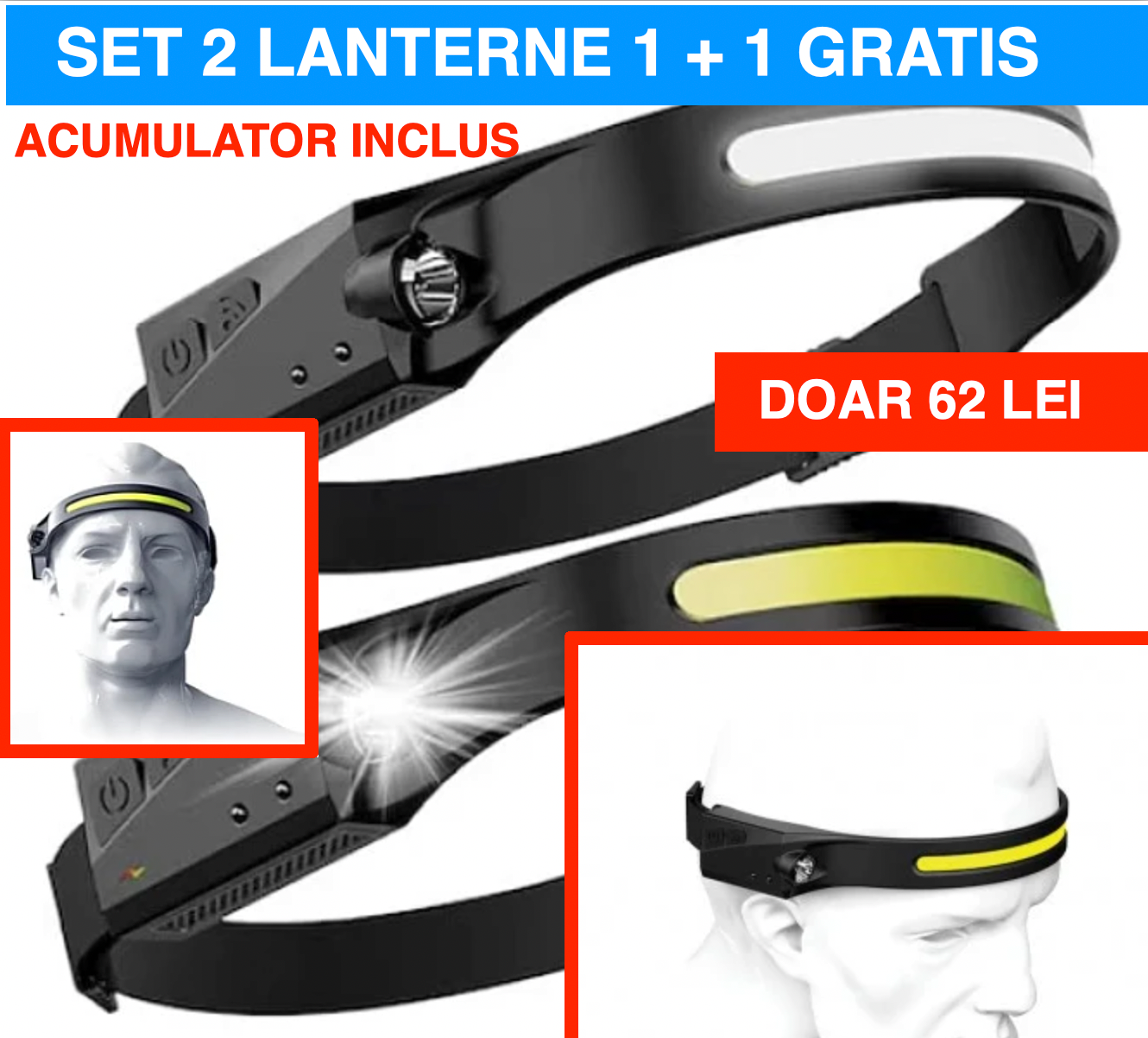 SET 2 x Lanterna OEM LED cu acumulator intern cu senzor miscare, 350 lumeni,