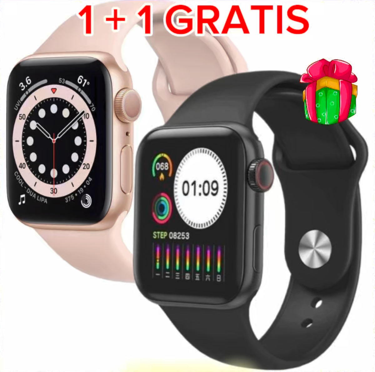 Pachet! 1+1 Ceas Smart I7 Promax, apeluri/sms/social media, monitorizare, somn, ritm cardiac, muzica, rezistent la apa