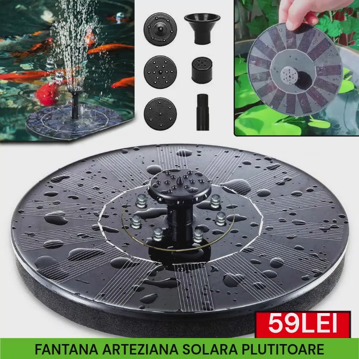 Fantana arteziana plutitoare cu panou solar, IPX8, 160x160 mm