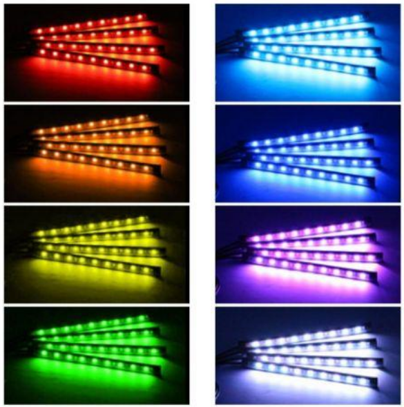 Lumini ambientale auto Kit interior LED RGB cu telecomanda