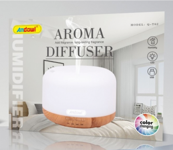 Difuzor uleiuri aromaterapie, 300 ml, led multicolor Andowl Q-T62, Stejar