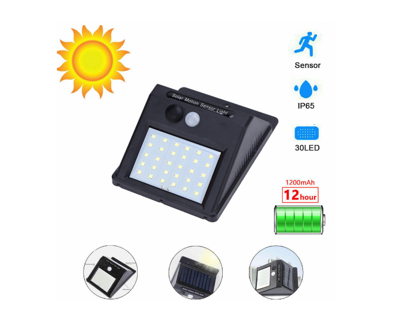 Set 5 Lampi Solare cu 30 LED, senzor de miscare si senzor de lumina