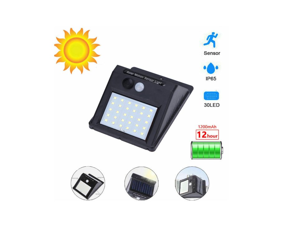 Set 5 Lampi Solare cu 30 LED, senzor de miscare si senzor de lumina