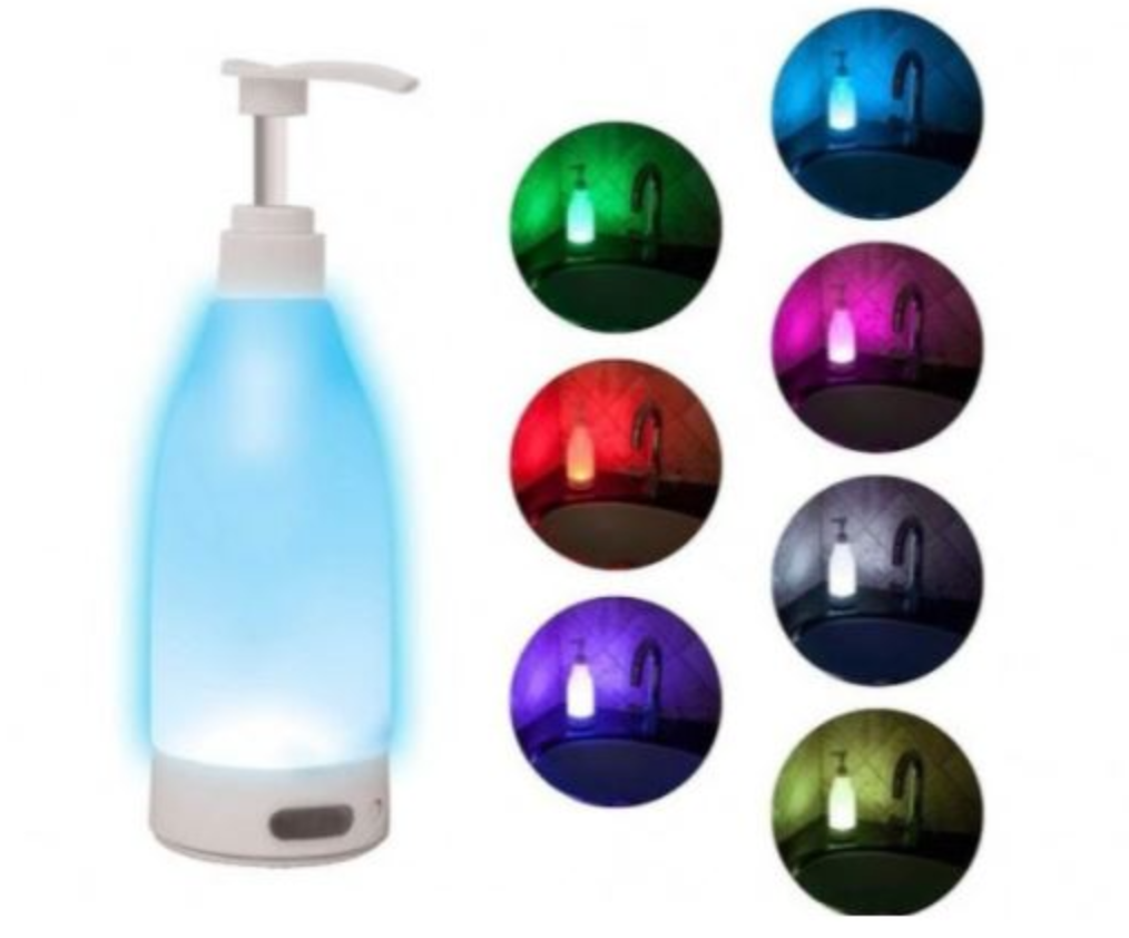 Dozator de sapun cu lumina LED Soap Brite se poate folosi pentru sapun lichid, gel dezinfectant, lotiune, detergent de vase, gel de dus etc