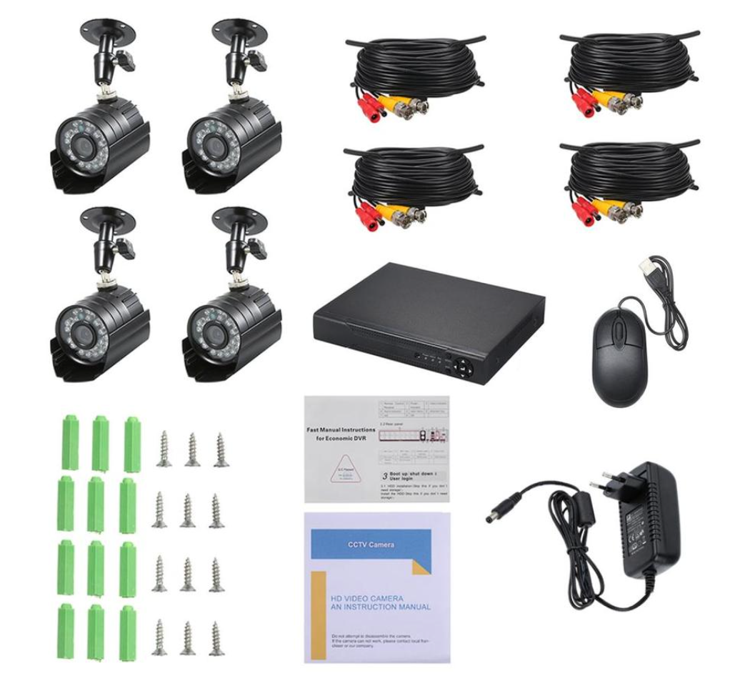 Sistem de supraveghere CCTV FULL HD, Kit DVR cu 4 camere exterior / interior