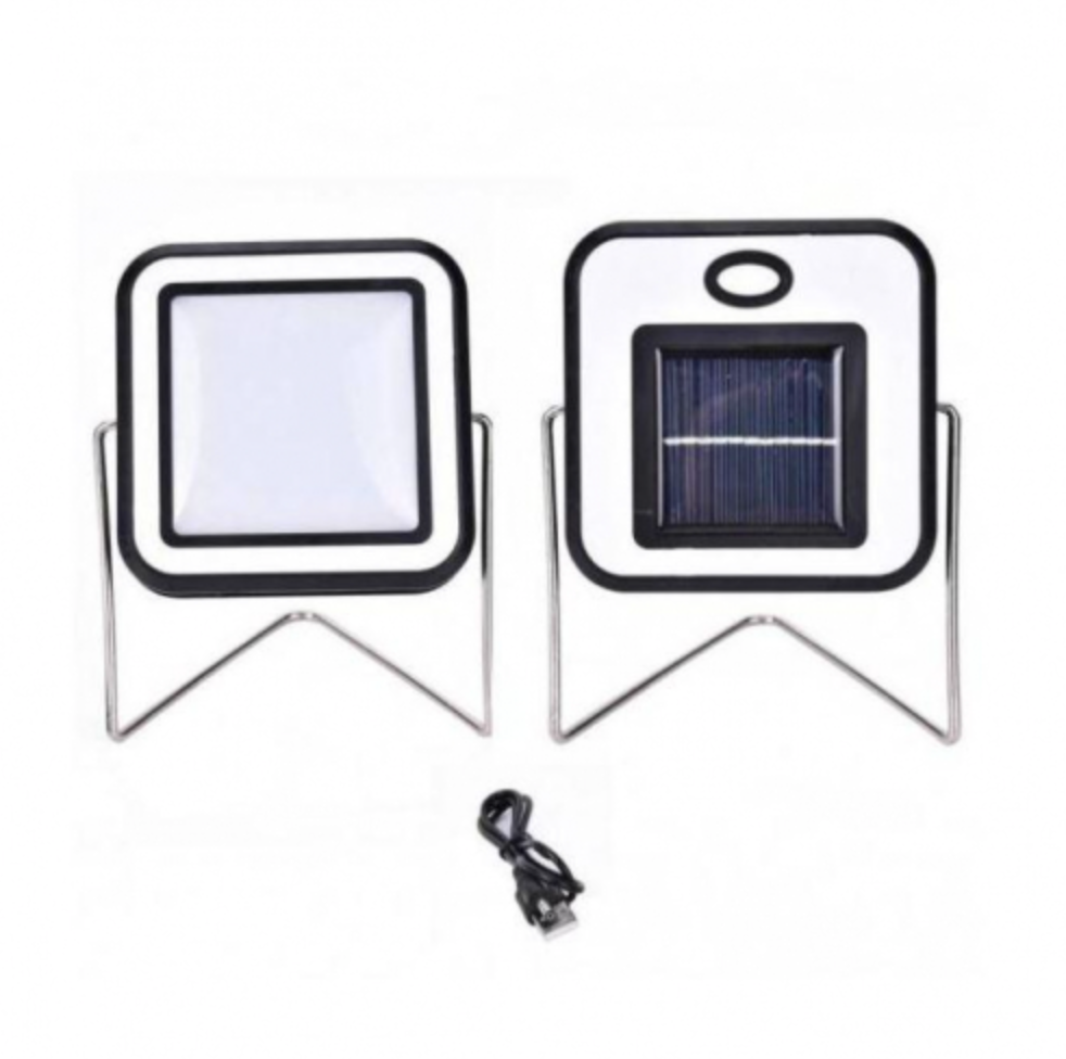 '- Proiector 30 leduri 10W lumina alba rece. Incarcare cu panou solar si USB