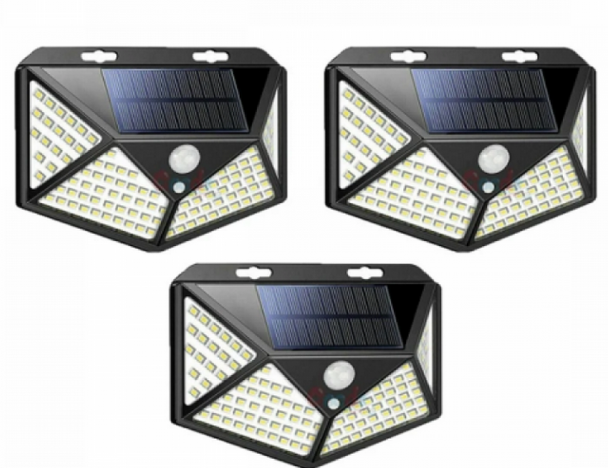 '- Set 3 Lampi solare cu 100 LED 2200 mAh, senzor de miscare, rezistente la apa