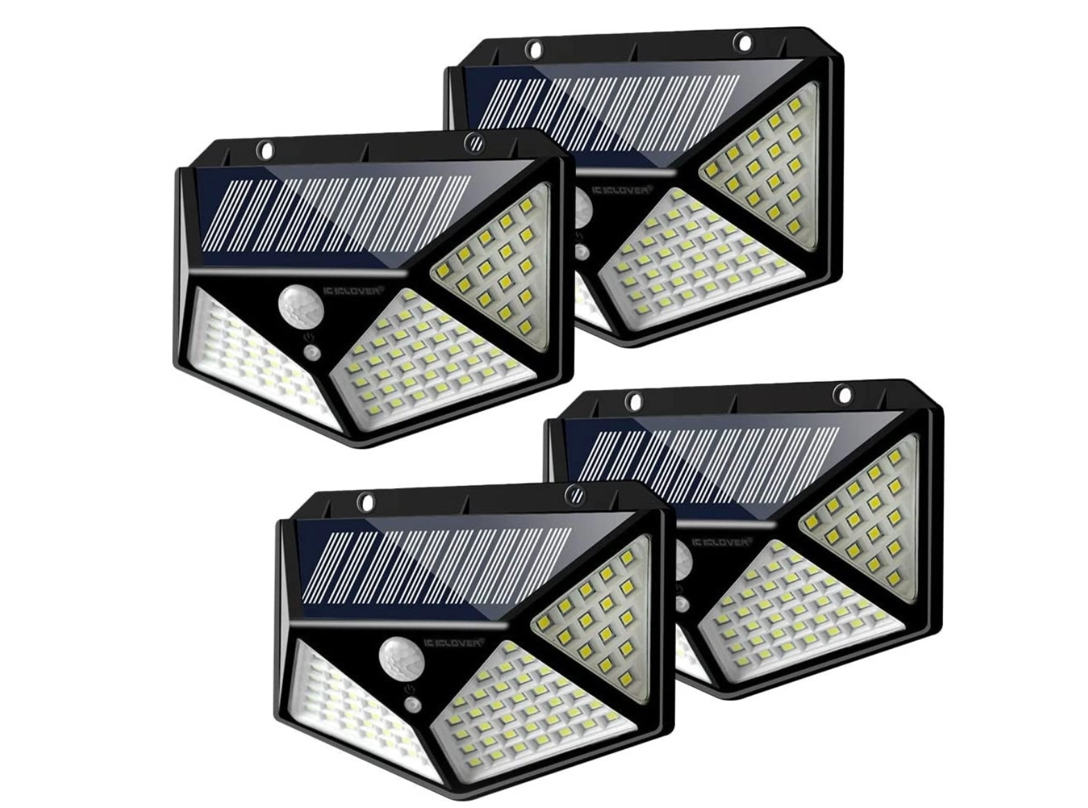 Set 4 x Lampa 100 LED cu panou solar, senzor de miscare +CADOU Lanterna profesionala de cap reglabila cu triplu LED