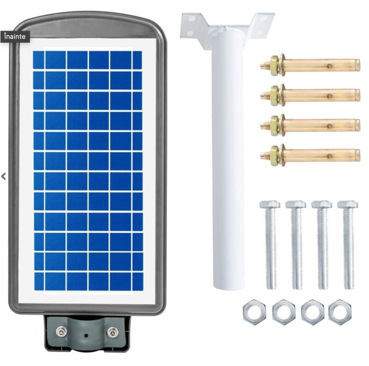 Lampa Stradala LED Cu Incarcare Solara, 4U®, 100W, Senzor Miscare, Acumulator Intern, Telecomanda