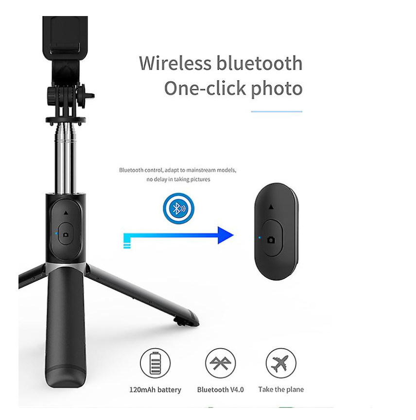 '- Q02 Wireless Bluetooth Selfie Stick pliabil Mini trepied obturator de control de la