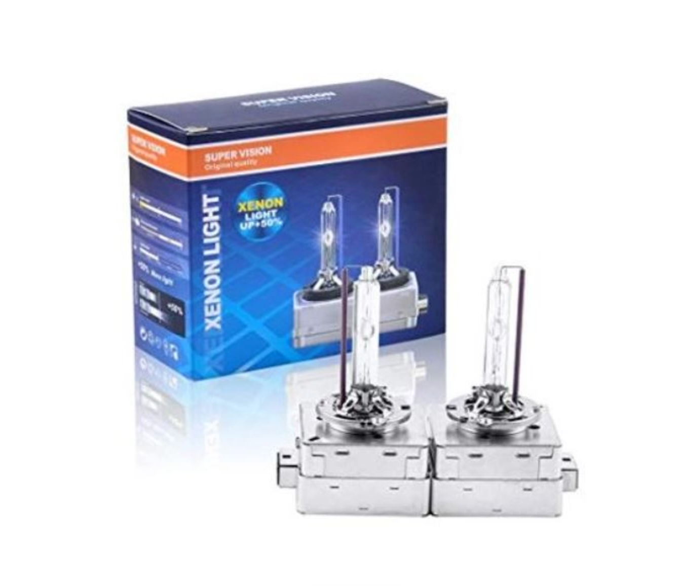 '- Set 2 becuri Xenon D1S White auto pentru far, suport metalic, 35W, 6000K