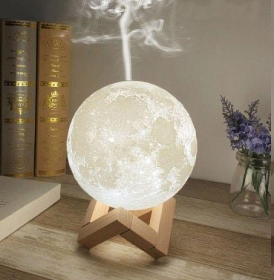 '- Lampă de veghe cu umidificator, Luna Moon 3D, 880 ml + Cadou un ulei esențial aromaterapie 10ml