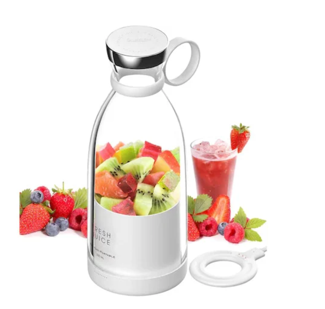 NOU : Mini Blender Electric, Incarcare Wireless, Portabil, Multifunctional, Curatare Usoara, Capacitate 350ml, 4 Lame 3D, Alb