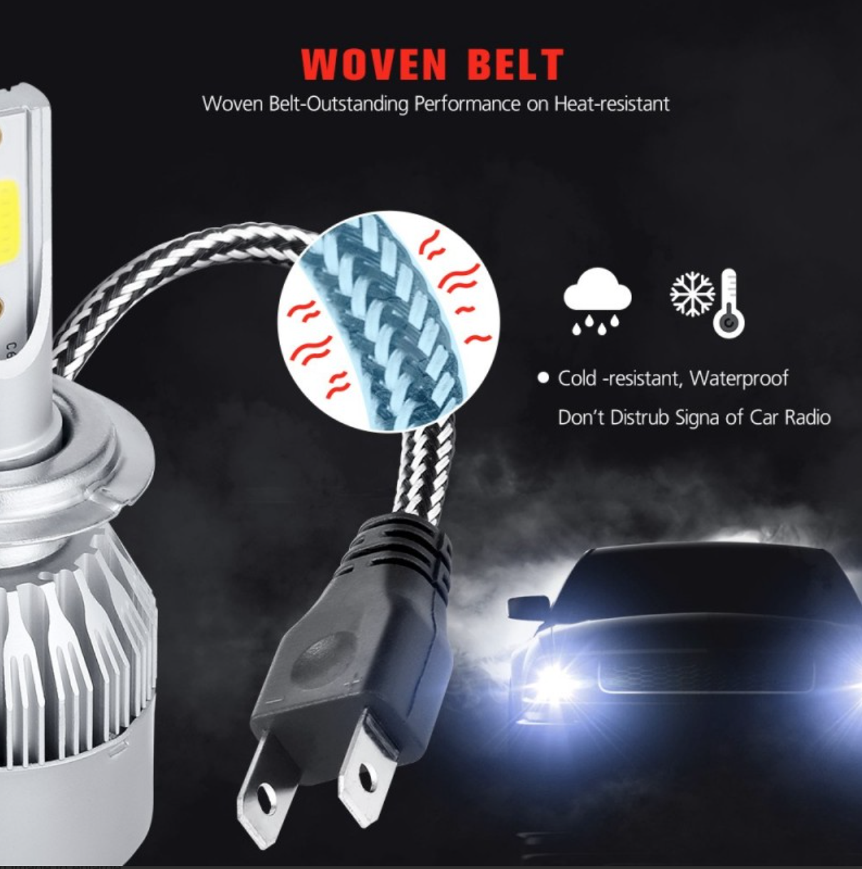 NOU: SET BECURI AUTO LED C6 H7, 7600 LUMENI, 36 W