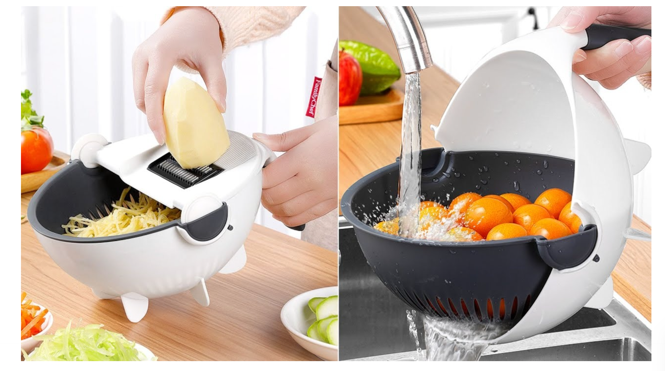 NOU: Feliator de legume cu strecurator, Vet Basket Vegetable Cutter