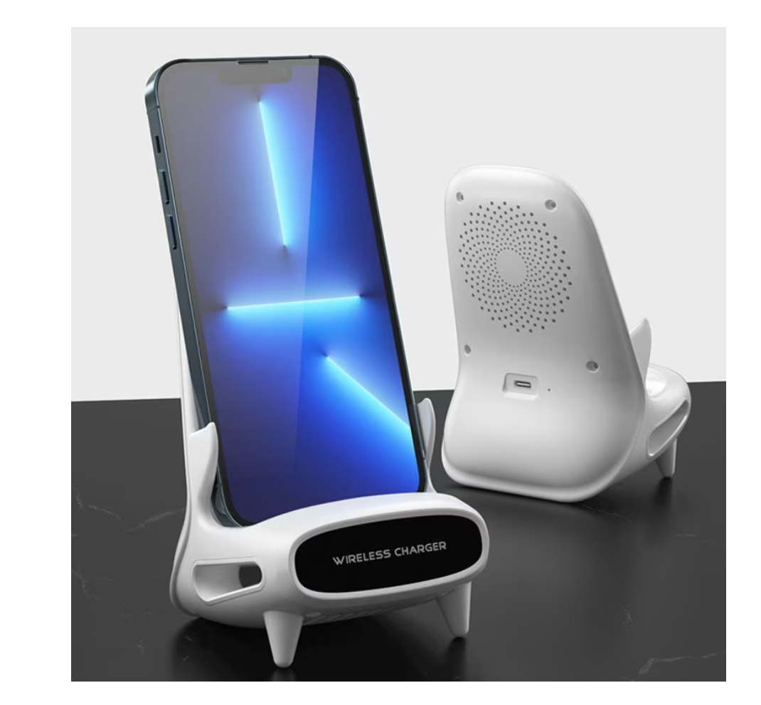 NOU: Incarcator wireless fast charge Andowl, M111, de birou pentru telefon, 15W, cu amplificator de sunet, suport de stabilizare, tehnologie QI, compatibil cu toate modelele ce accepta incarcare wireless