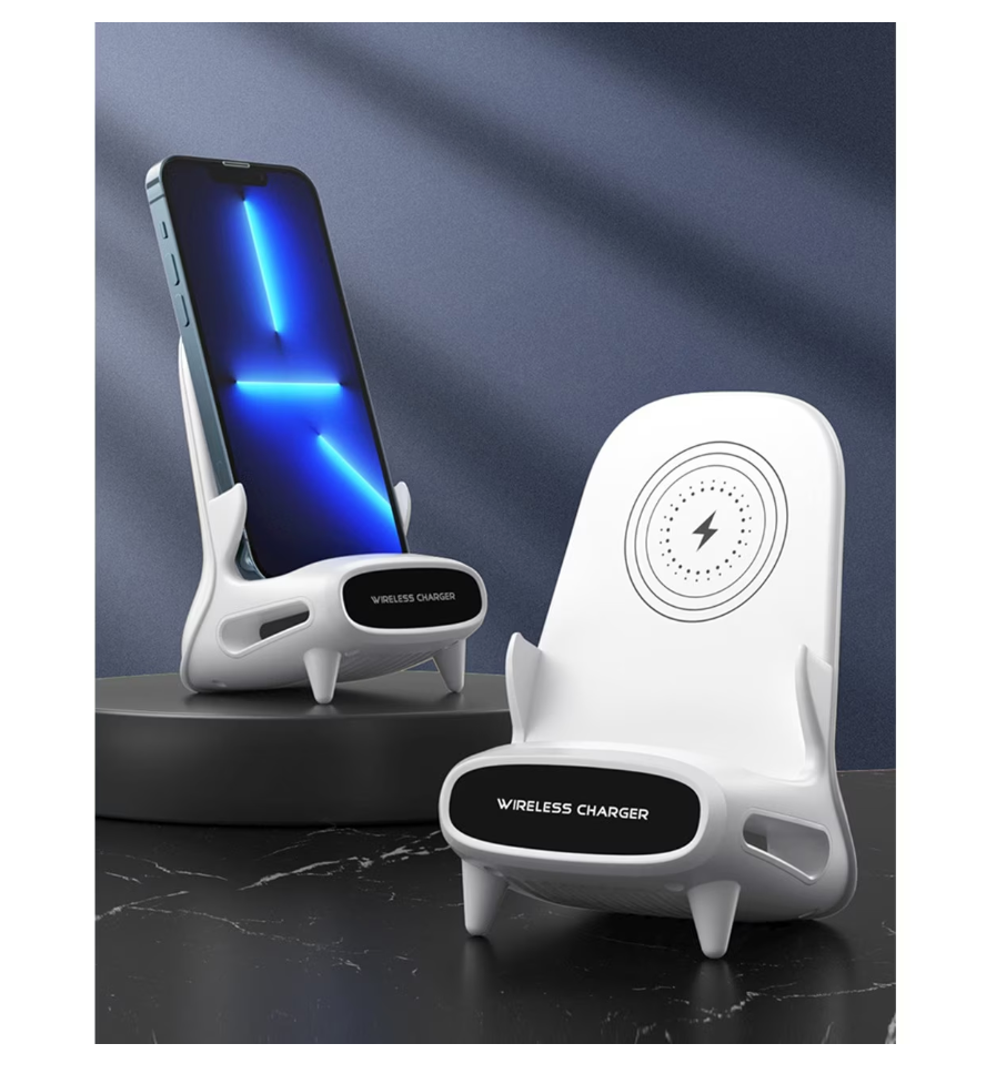 NOU: Incarcator wireless fast charge Andowl, M111, de birou pentru telefon, 15W, cu amplificator de sunet, suport de stabilizare, tehnologie QI, compatibil cu toate modelele ce accepta incarcare wireless