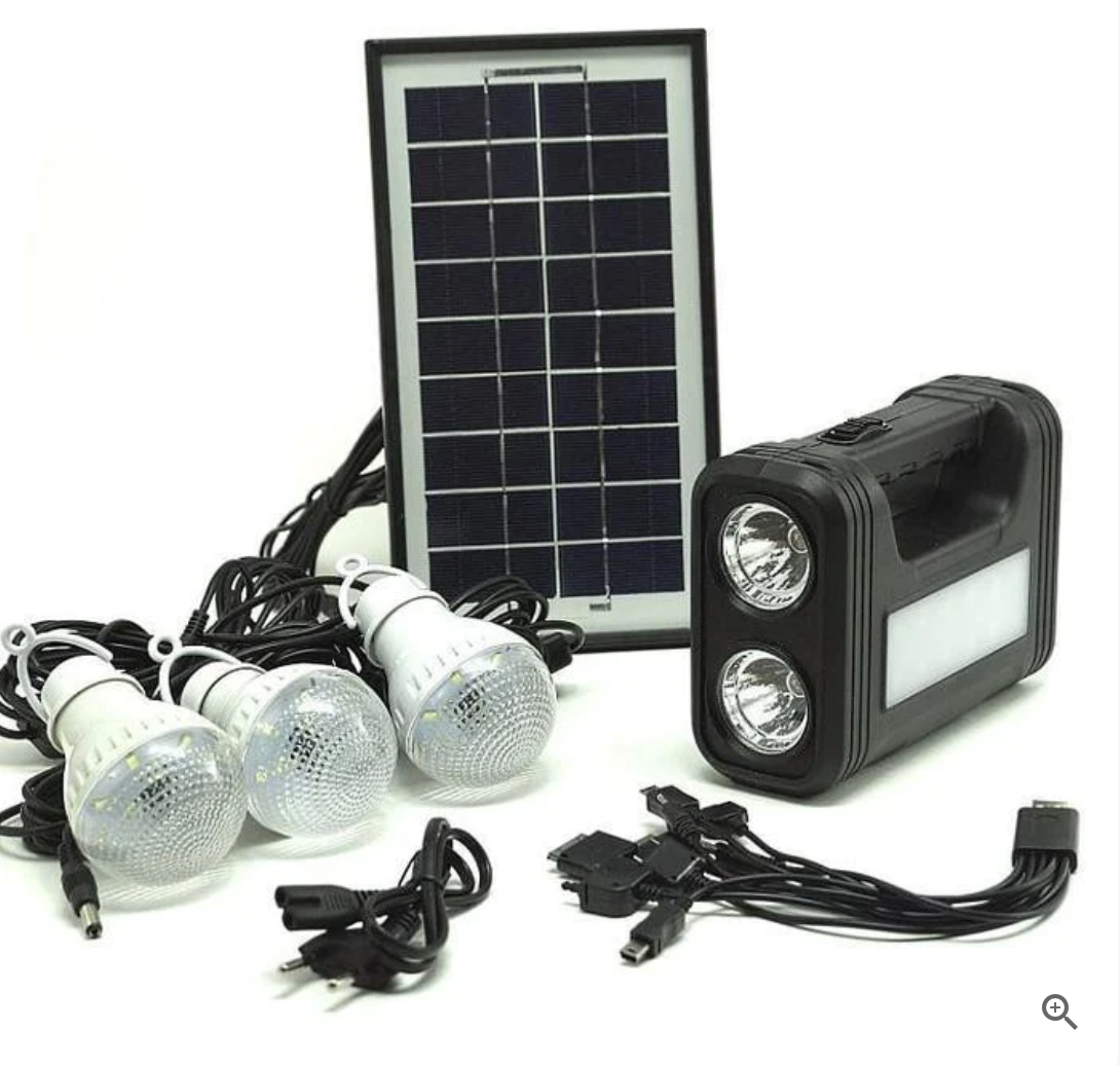 NOU: Kit Panou Solar Cu 3 Becuri, Incarcator USB Si Lanterna, GD-Light 8017 Plus