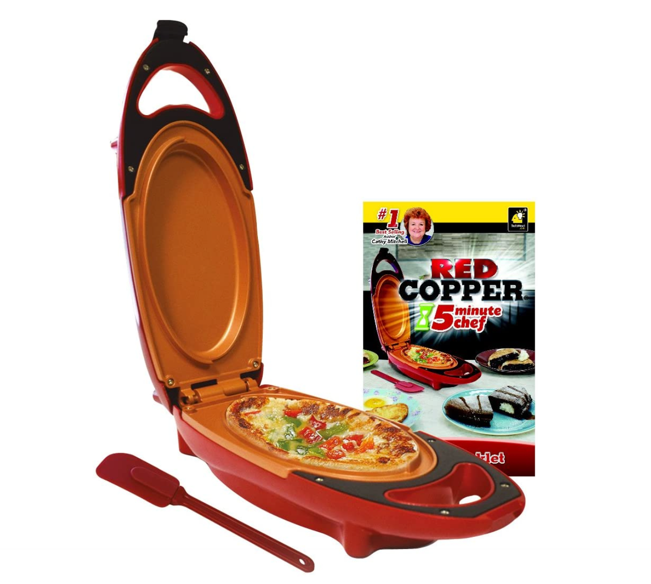 NOU: Mini tigaie electrica pentru gatit rapid, Red Copper 5 minutes Chef