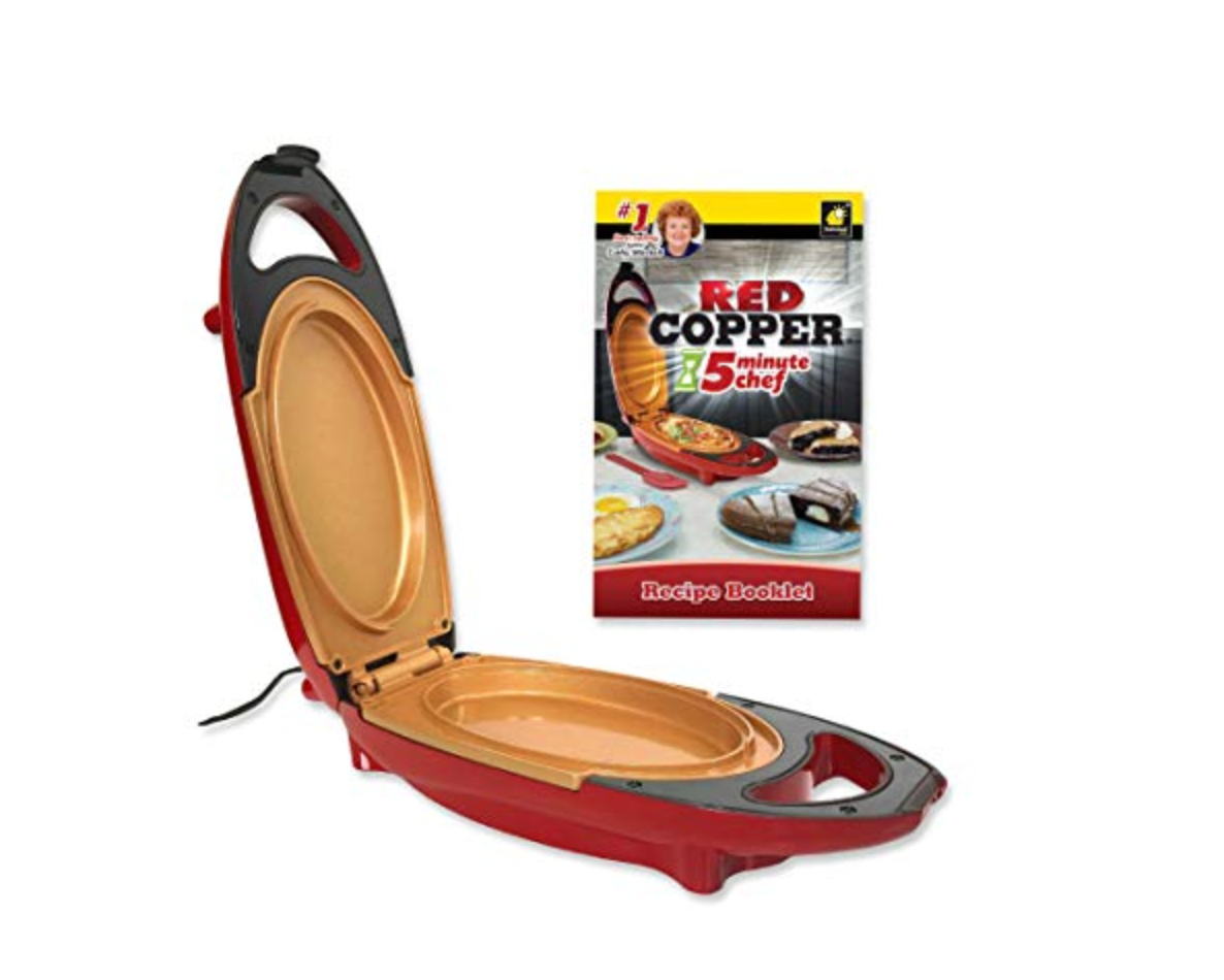 NOU: Mini tigaie electrica pentru gatit rapid, Red Copper 5 minutes Chef