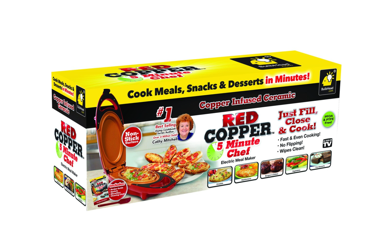 NOU: Mini tigaie electrica pentru gatit rapid, Red Copper 5 minutes Chef