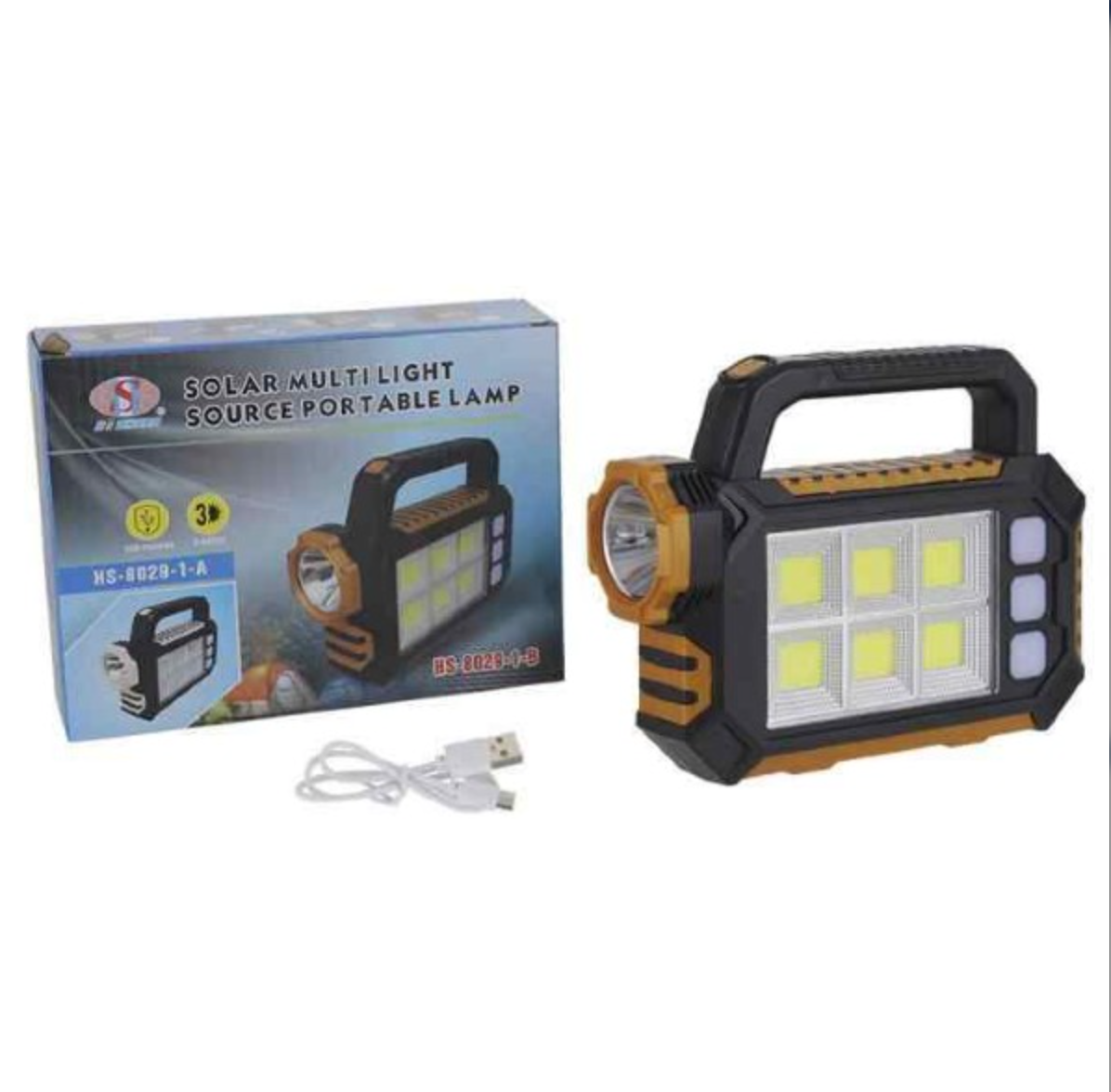 NOU: Kit lanterna cu lampa solara 6 LED COB, 1200 mAh, USB