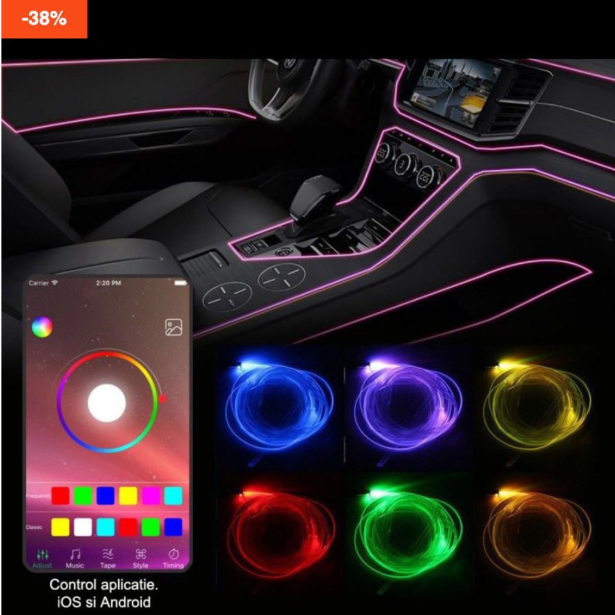 NOU: Set Fir Neon RGB 6 metri control prin aplicatie