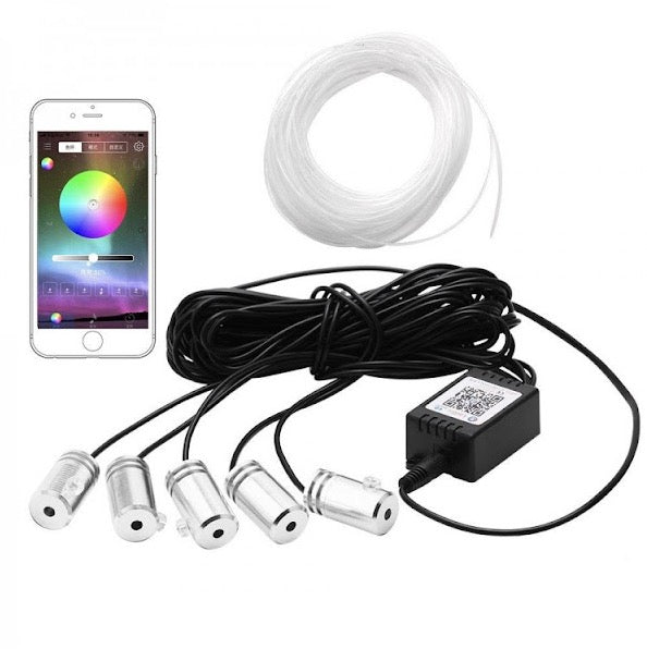 Lumini ambientale auto 6M neon RGB, aplicatie prin Bluetooth