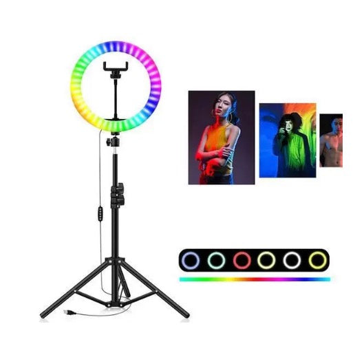 Lampa selfie RGB, diametru 26 cm, inaltime 180 cm