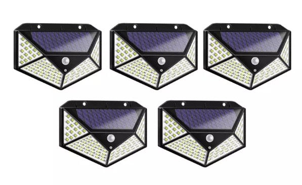 Set 5 lampi solare 100 leduri + Cadou Laterna triplu led